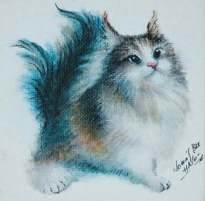 ペベオのアーティストマーカーで描く青い猫